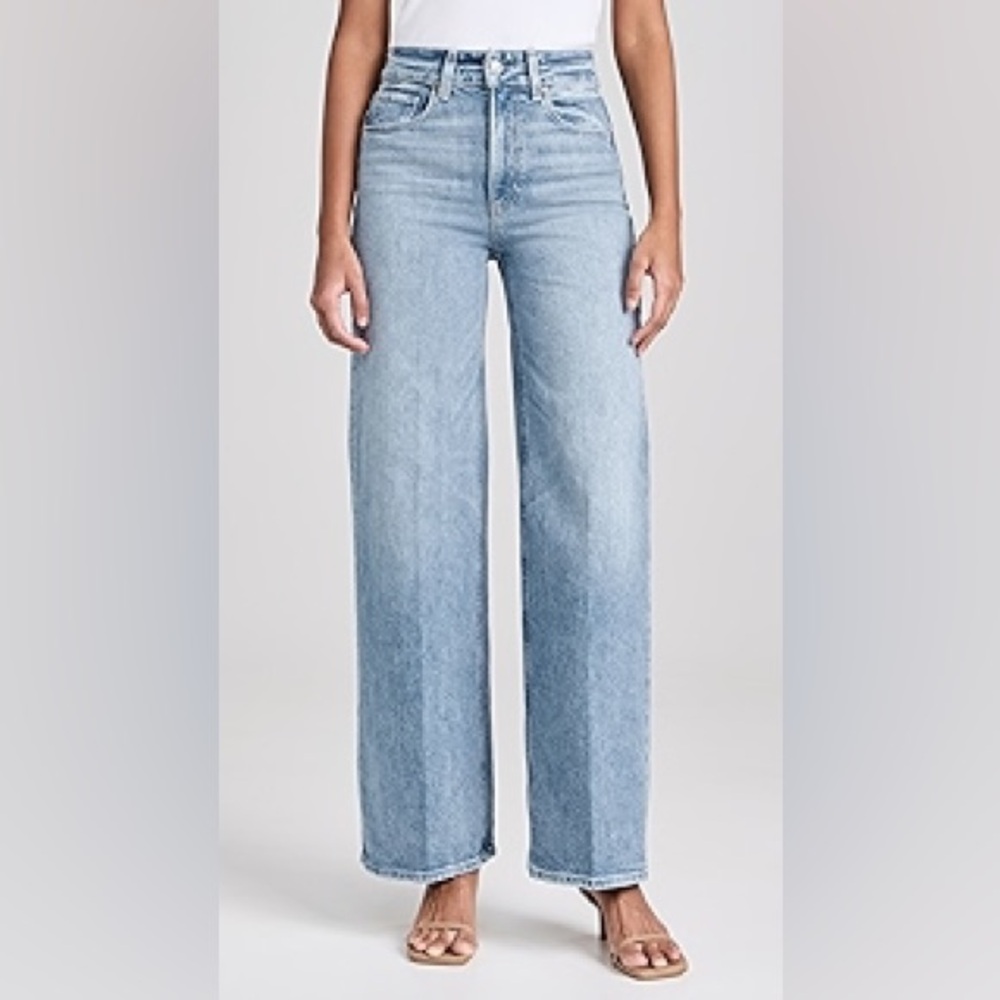 PAIGE Sasha High Rise Wide Leg Jeans Magnifique Wash Size 28, 32” Inseam